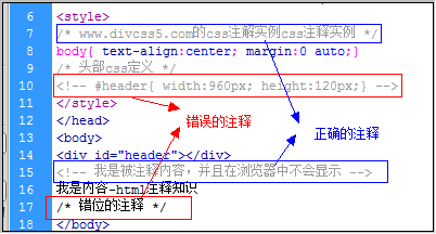 错误注释示范截图