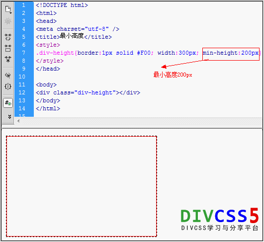 对div设置最小高度实例截图