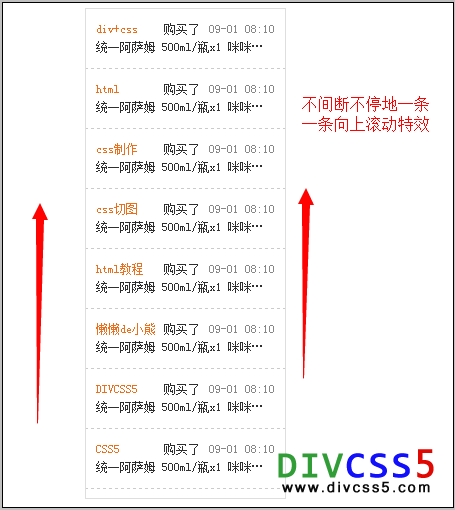 向上滚动特效