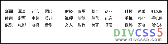 新闻类门户栏目导航模块DIV CSS布局效果截图