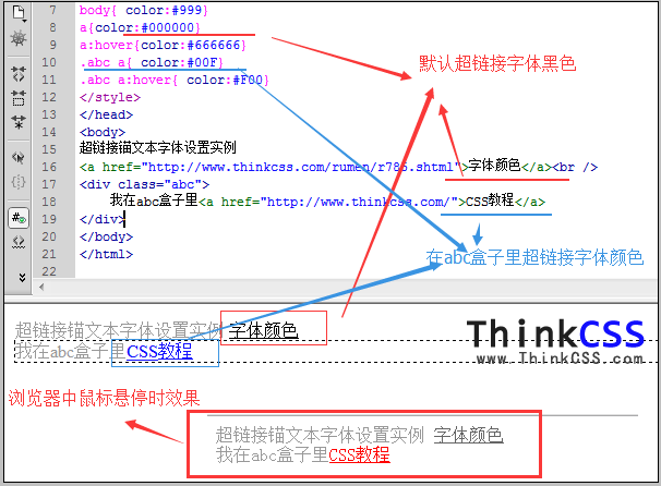 div css超链接锚文本字体颜色设置实例截图