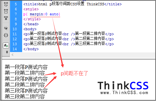 margin设置p行间距为零的截图