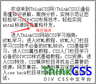 文章排版css缩进效果