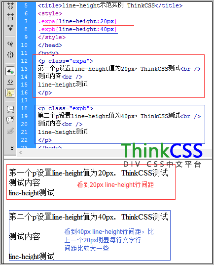 css line-height行高行间距实例效果截图