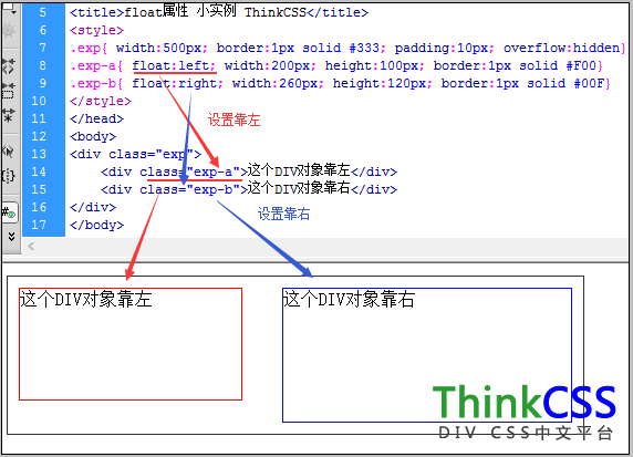 div css float浮动实例效果截图