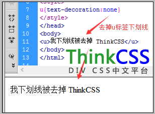 css去掉u标签下划线效果示例截图