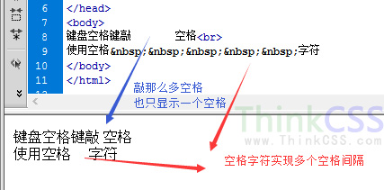 html 空格 nbsp;字符快捷键