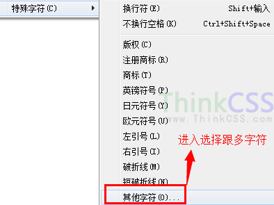 点击选择“其他字符”