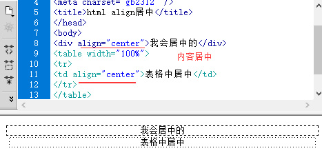 div和table内容居中