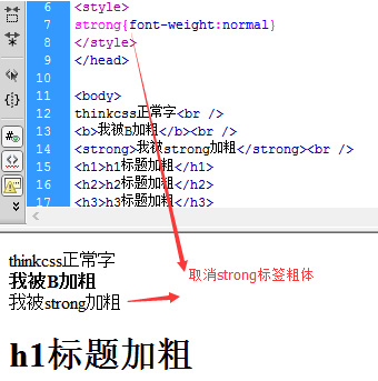 css取消strong粗体标签内文字字体加粗样式