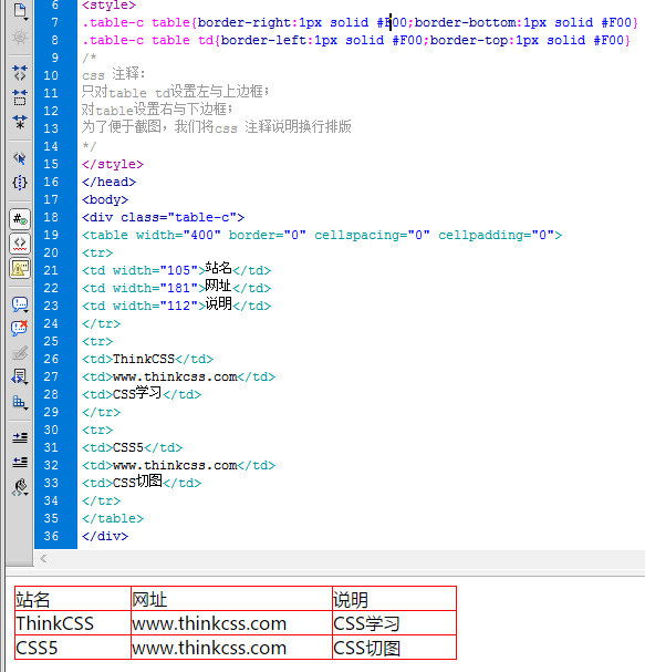 CSS完美实现html table表格边框样式截图