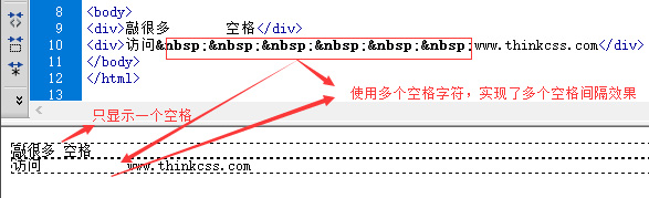 div敲空格 与空格字符