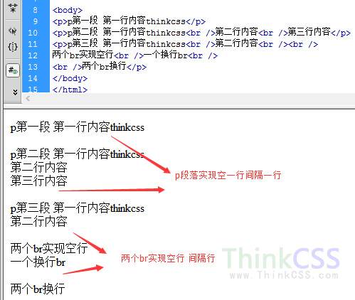 css空一行文章中上下段空一行隔行