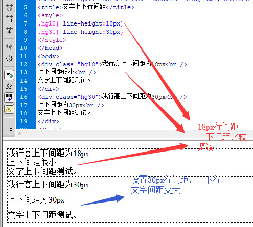 div文字上下行间距调整设置